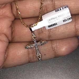 Beautiful real gold real Diamond not fake not plated cross necklace best gift